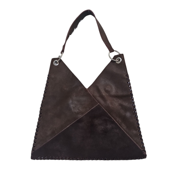 Leather/ Suede Hobo Patchwork  Bag EUC - Picture 2 of 6